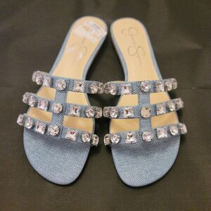 BRAND NEW JESSICA SIMPSON JEWELED SLIDE SANDALS R3